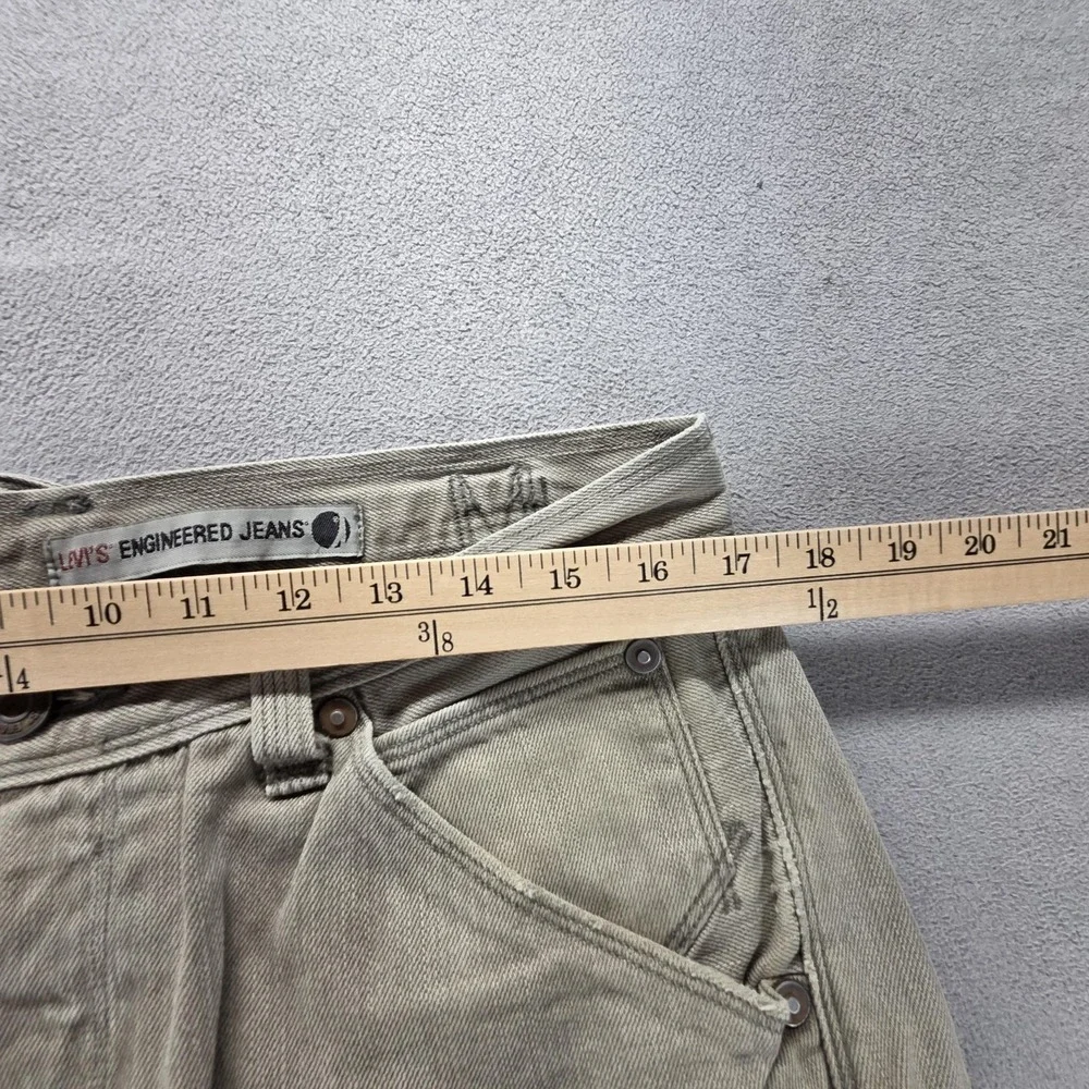 Vintage Levis Engineered Jeans Mens Gray Cinch Back Twisted Flap Fits 33x30